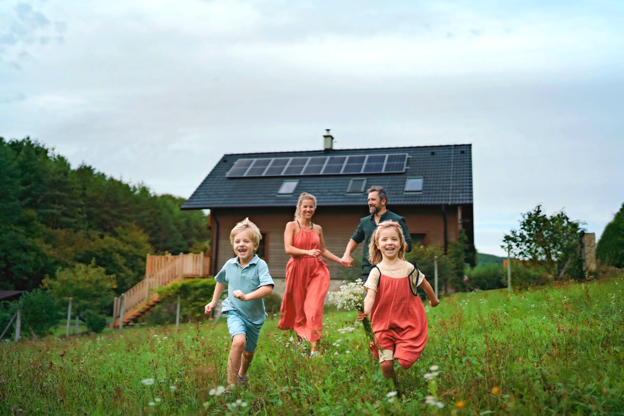 Happy Family After Solar Panels are installed with Original Energy Solar Installation Company in San Luis Obispo